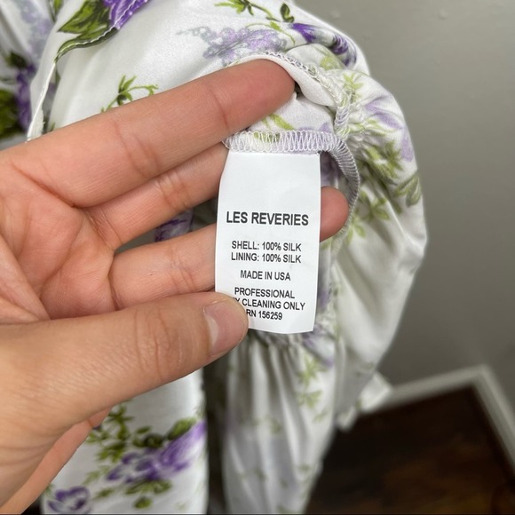 Les Reveries Silk Ruffle-Trimmed Tiered Floral Print Maxi Dress Size 6 - Picture 7 of 10